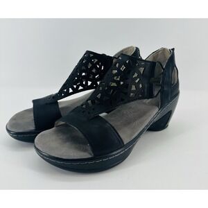 JBU By Jambu‎ Womens Wedge Cutout Sandals Comfort Zip Heel 7.5 Black
